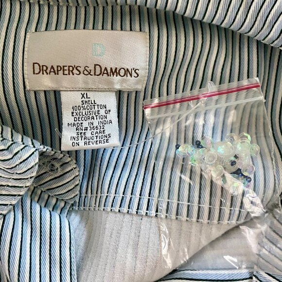 Draper's & Damon's Button-Up Light Jacket Embroidered Flowers Women's XL - Picture 7 of 8